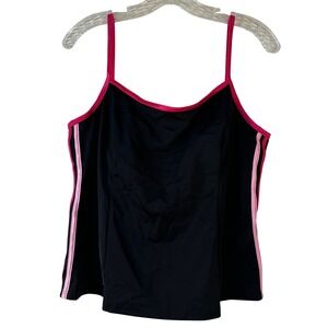It Figures! Womens Size 16 Tankini Swim Top Black Pink Side Stripe